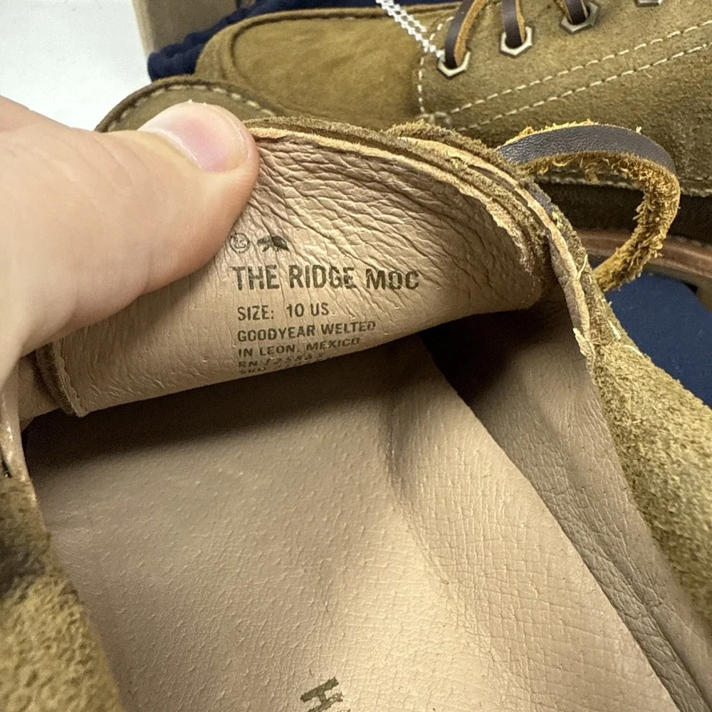 Mens 10 Taylor Stitch Ridge Moc Shoes Vibram Suede Leather Brown Tan Lace Up
